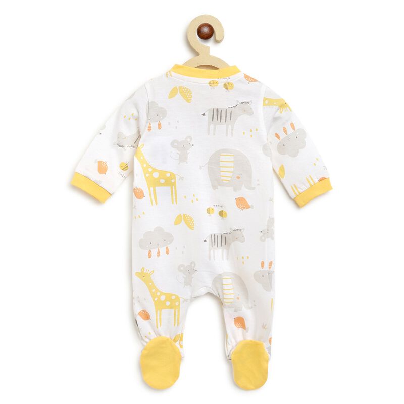 Printed Long-Sleeve Babysuit White image number null